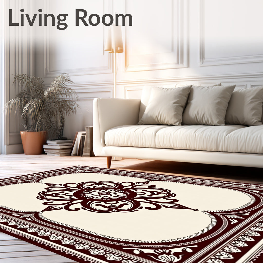 Gothic Scarlet Floral Medallion Frame Rug
