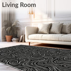 Monochrome Swirls Abstract Flow Rug