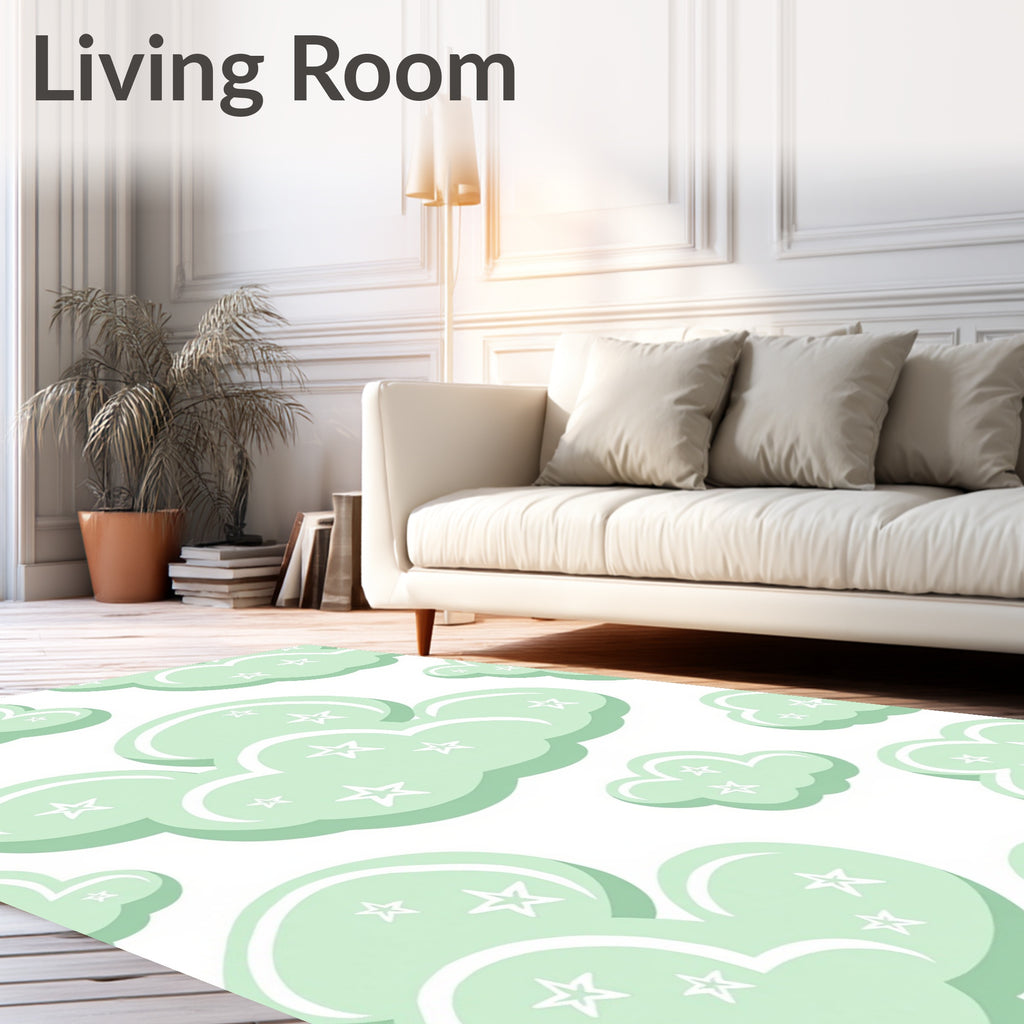 Mint Green Cloud Star Arrangement Rug