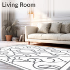 Gray Abstract Line Art Medallion Rug