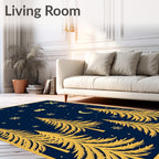 Golden Pine Forest Snowflakes Night Rug