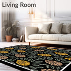 Golden Taupe Egg Leaf Folk Art Rug