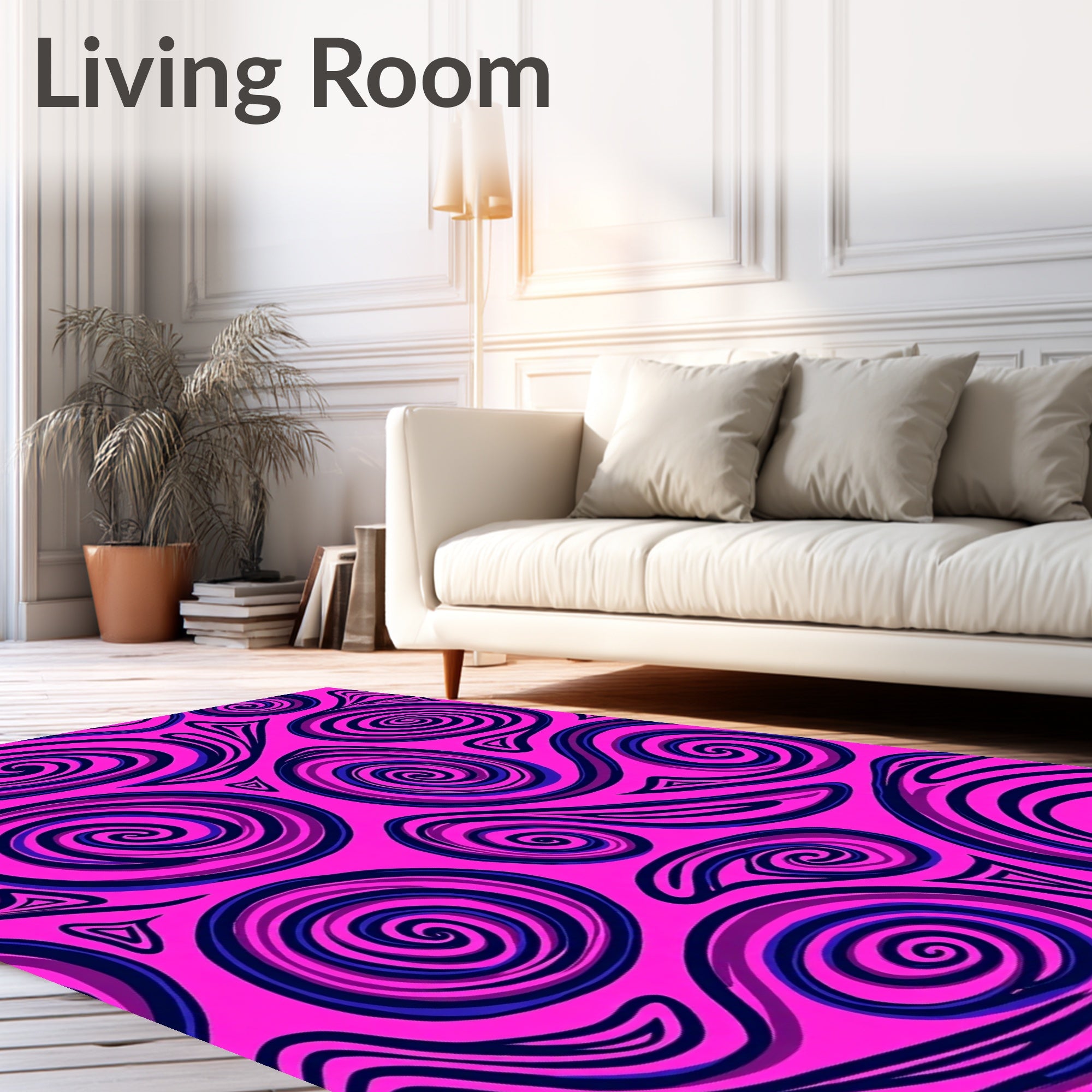 Vibrant Pink Swirl Abstract Rug