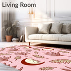 Gentle Pink Moon Foliage Repeating Art Rug