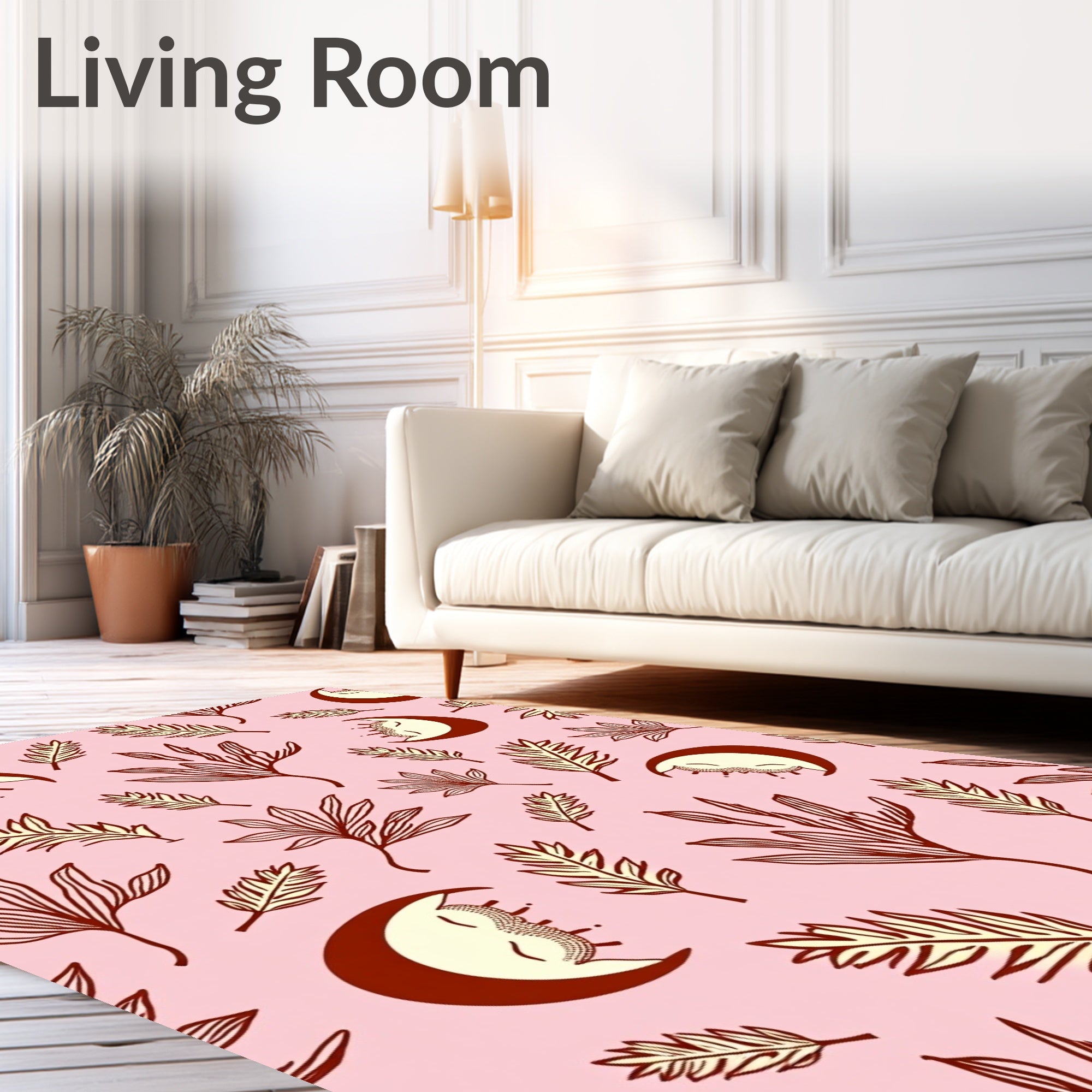 Gentle Pink Moon Foliage Repeating Art Rug
