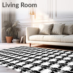 Black White Houndstooth Checkered Rug
