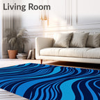 Deep Blue Wavy Stripe Rug