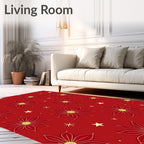 Crimson Golden Starburst Floral Rug