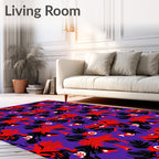 Energetic Crimson Fiery Abstract Figures Rug