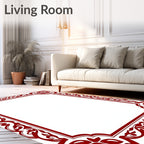 Crimson Floral Ornate Border Rug