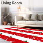 Red White Vertical Striped Bell Rug