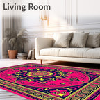 Vibrant Pink Geometric Star Burst Rug