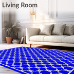 Vivid Royal Blue Geometric Lattice Rug