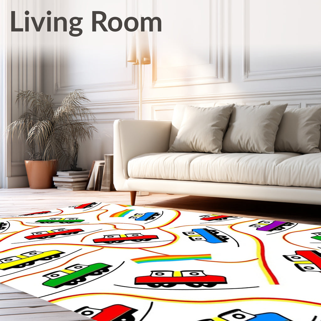 Colorful Train Rainbow Swirl Rug