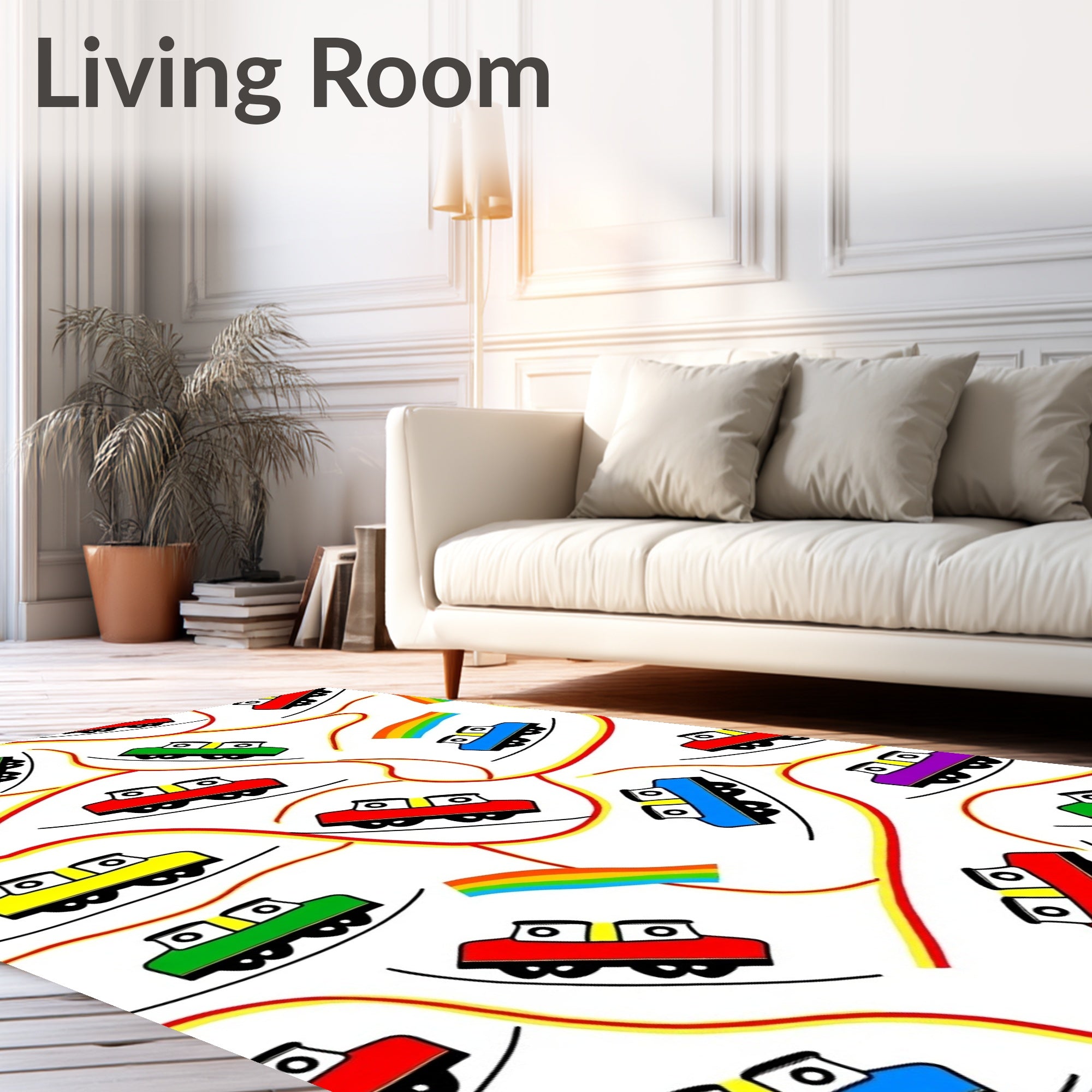 Colorful Train Rainbow Swirl Rug