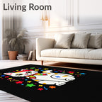 Rainbow Bow Cat Festive Star Confetti Rug