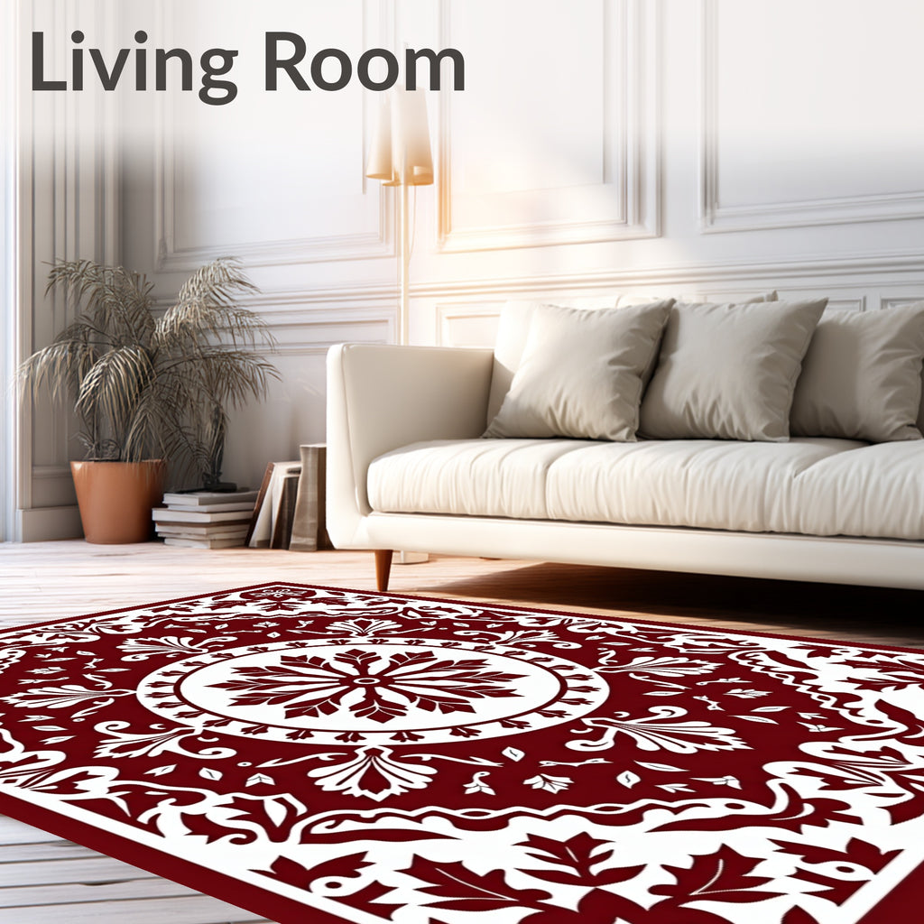 Classic Crimson Floral Medallion Rug