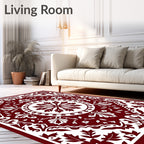 Classic Crimson Floral Medallion Rug