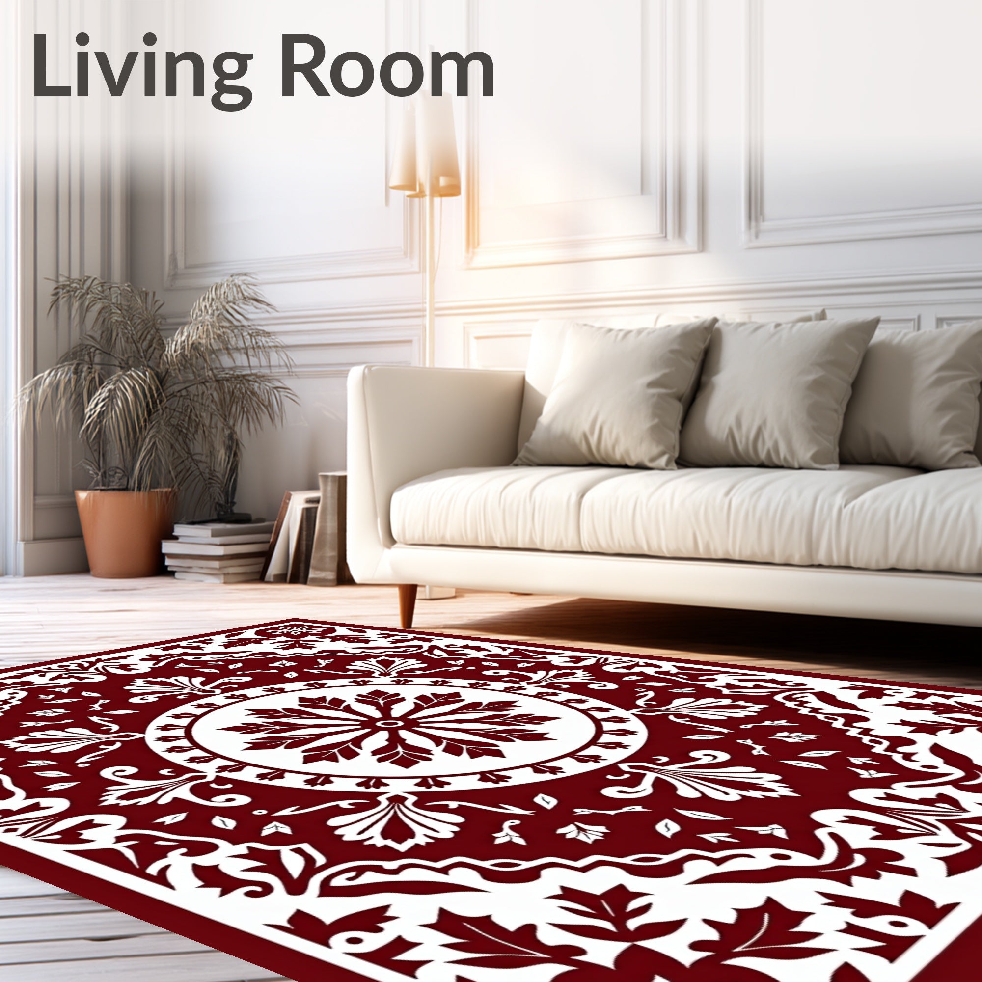 Classic Crimson Floral Medallion Rug