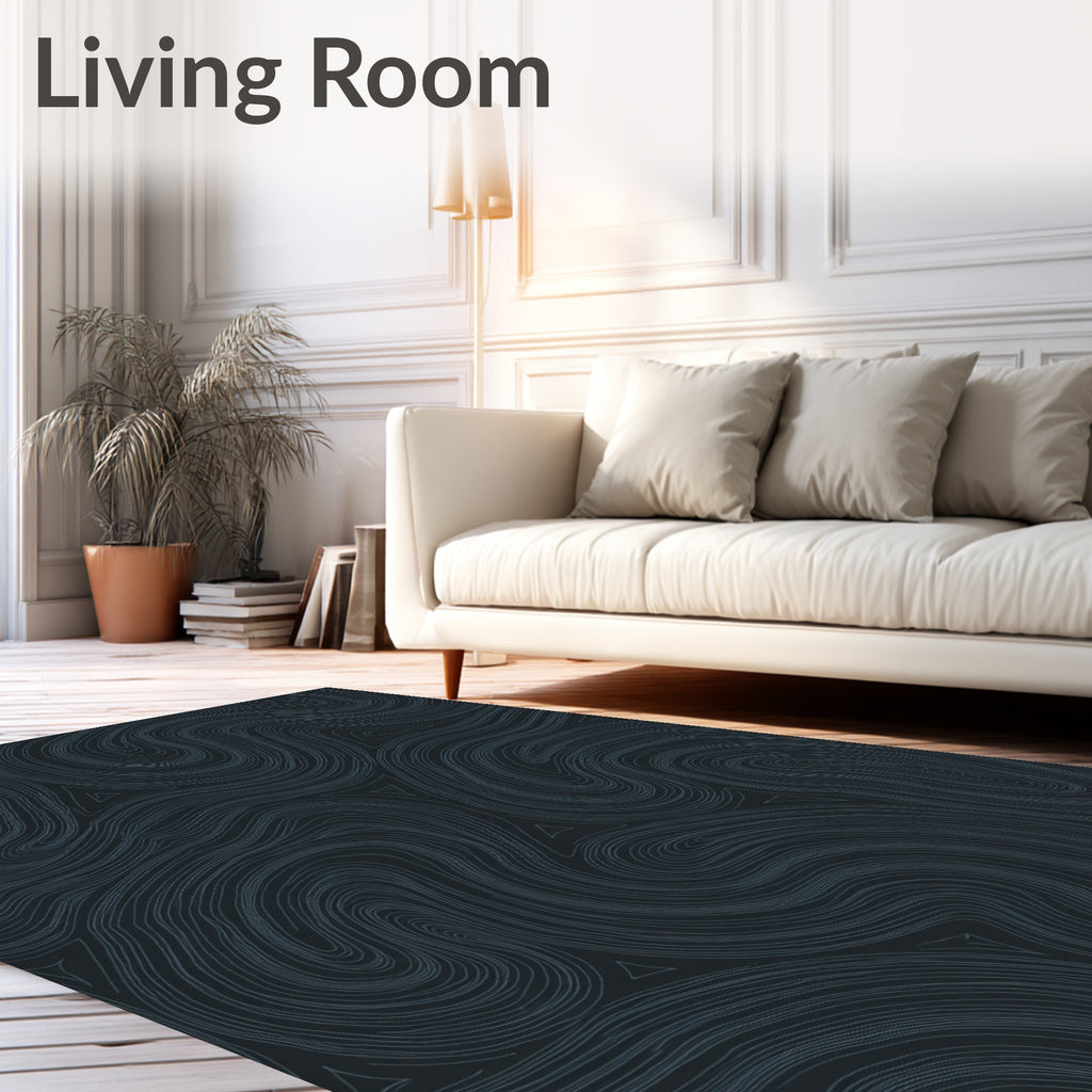Deep Gray Topographic Swirl Rug
