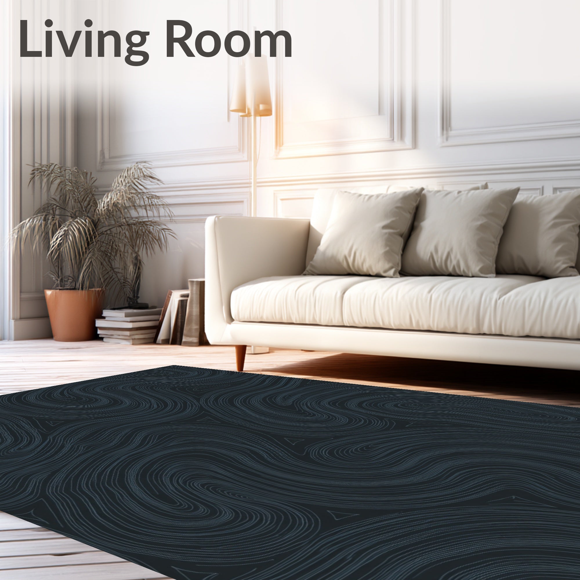 Deep Gray Topographic Swirl Rug