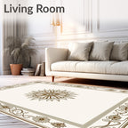 Brown Floral Border Medallion Rug