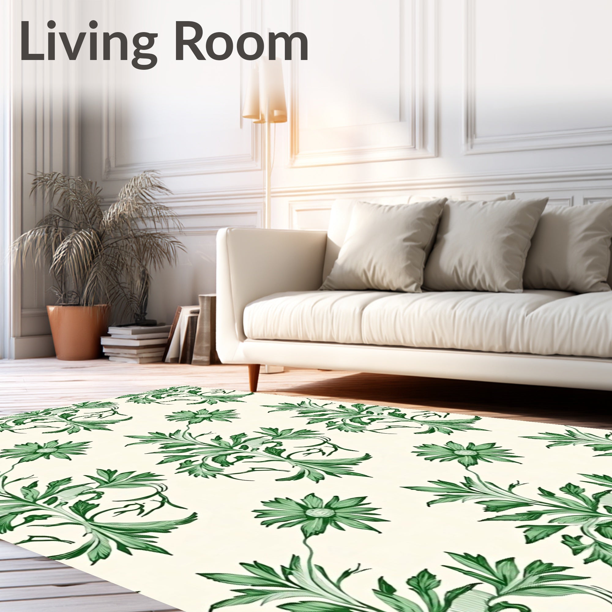 Emerald Green Blooming Floral Arrangement Rug