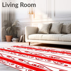 Bold Red Vertical Swirl Stripe Rug