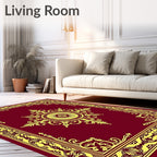 Crimson Gold Ornate Central Medallion Rug
