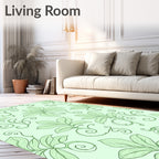Mint Green Leafy Vine Swirls Rug