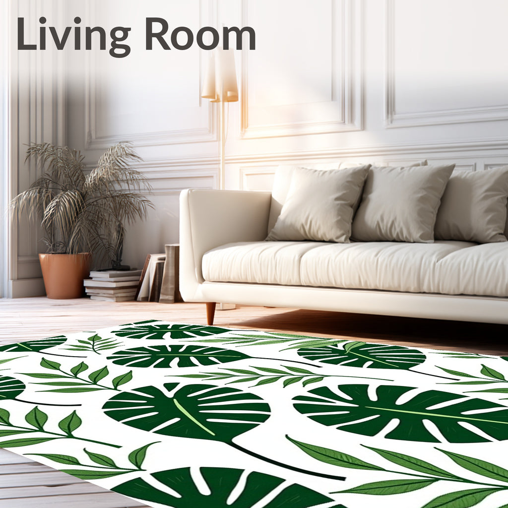 Green Tropical Leaf Collection Rug