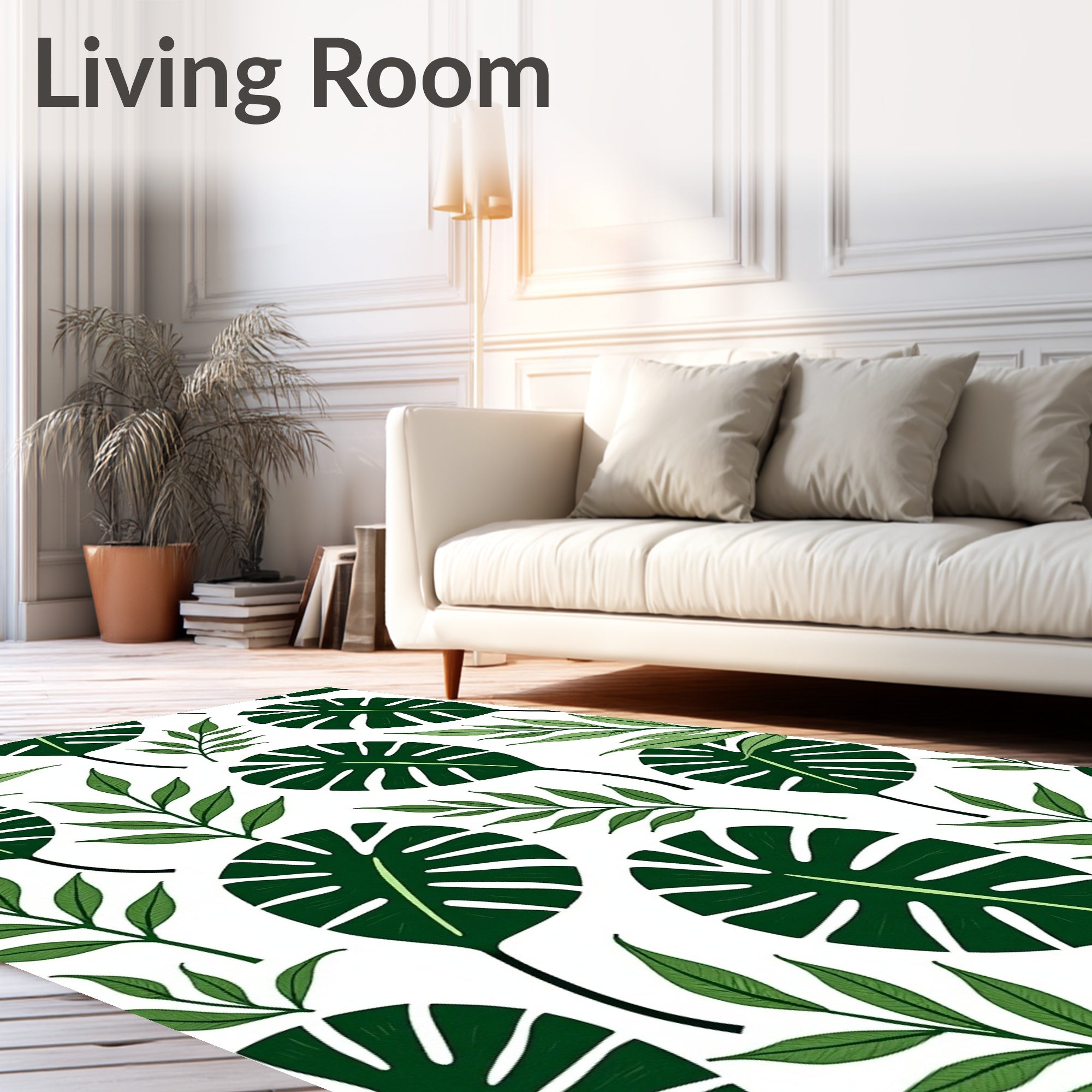 Green Tropical Leaf Collection Rug