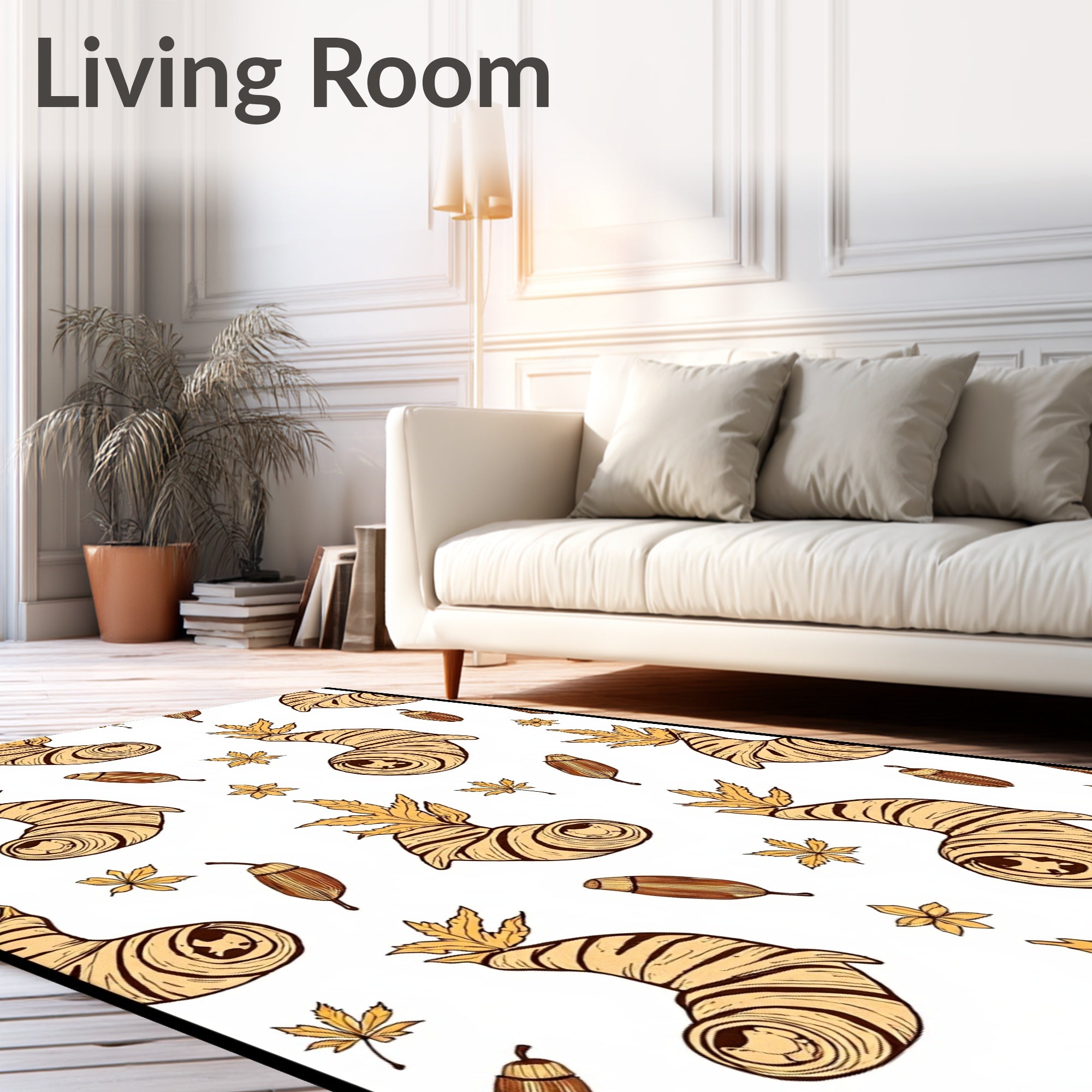 Autumnal Swirls Acorns Leaves And Flowers Rug