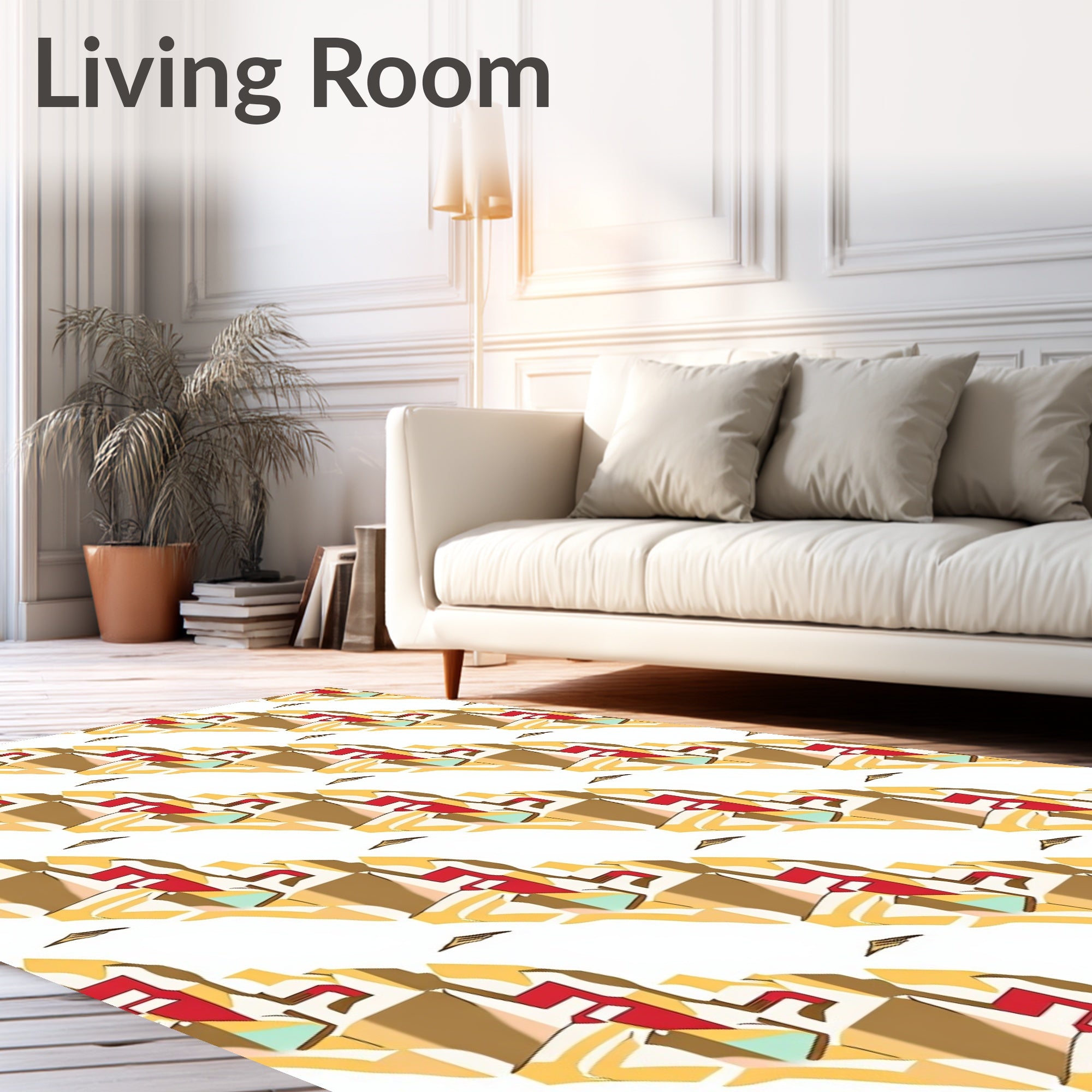 Geometric Houndstooth Brick Red Rug