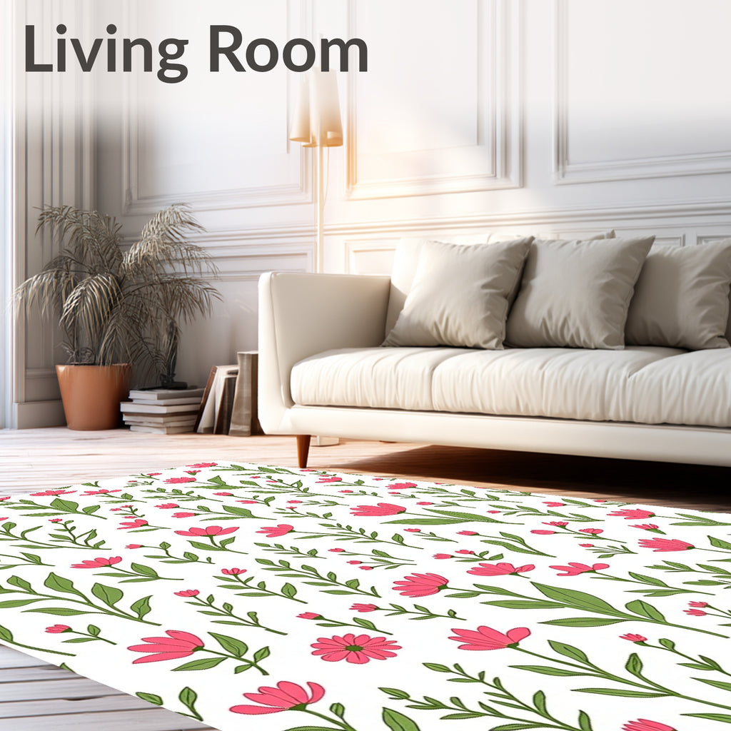 Pink Floral Garden Meadow Rug
