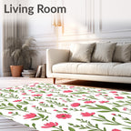 Pink Floral Garden Meadow Rug