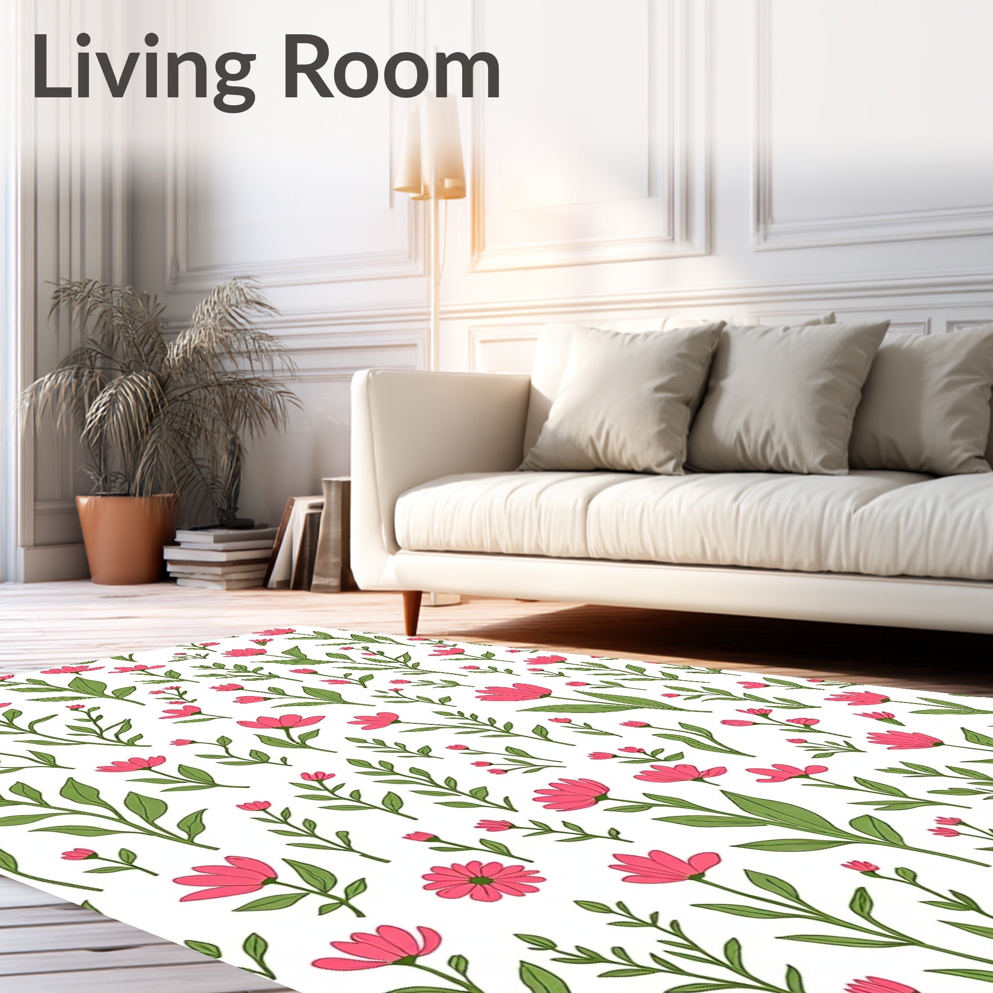 Pink Floral Garden Meadow Rug
