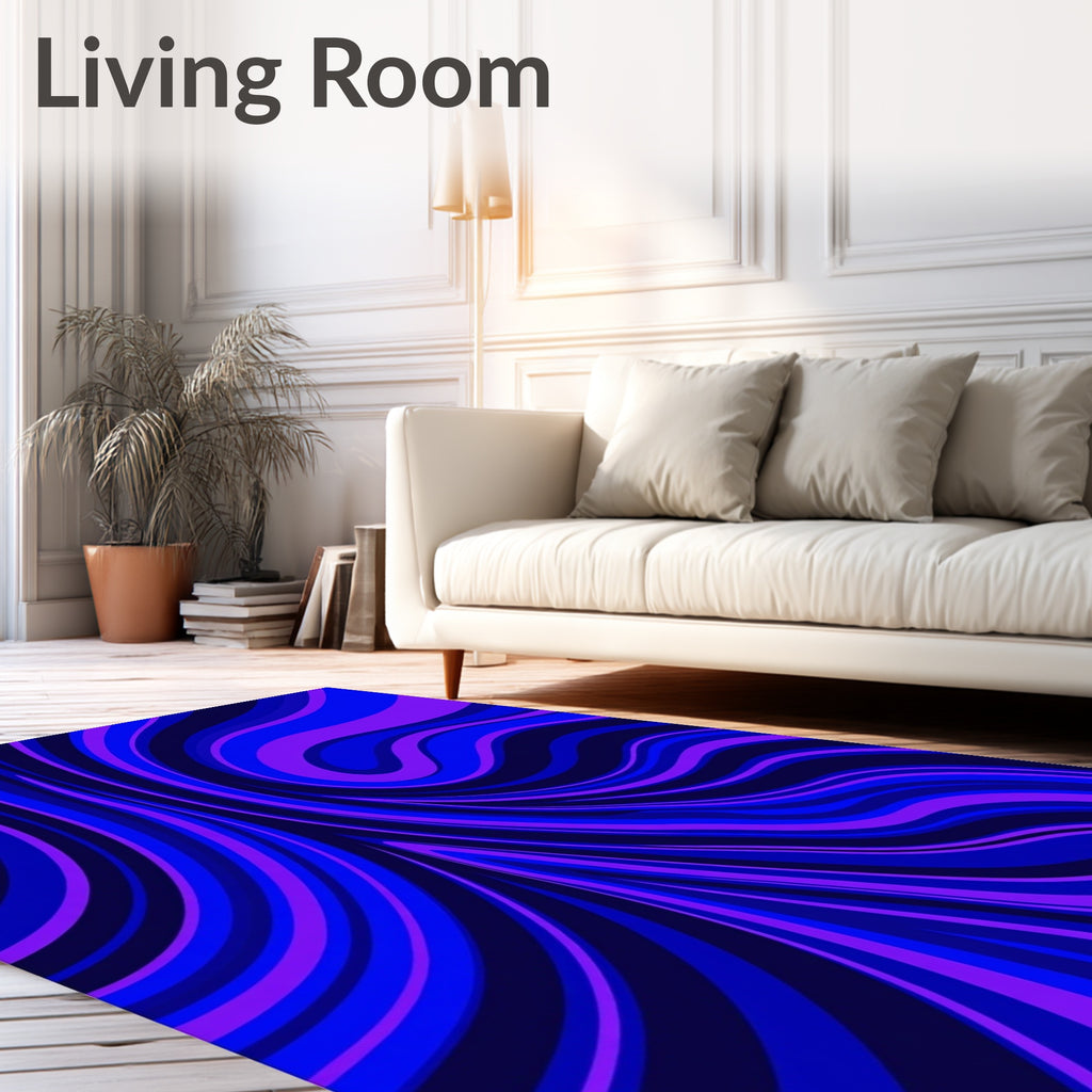 Electric Blue Swirl Abstract Rug