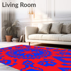 Vibrant Red Blue Tribal Medallion Rug
