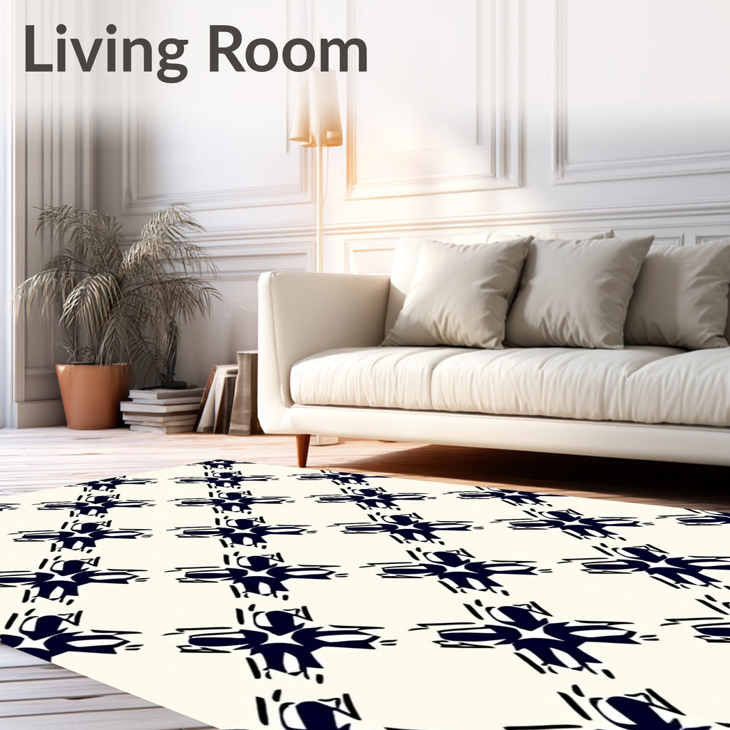Navy Geometric Lattice Artwork Rug