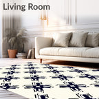 Navy Geometric Lattice Artwork Rug