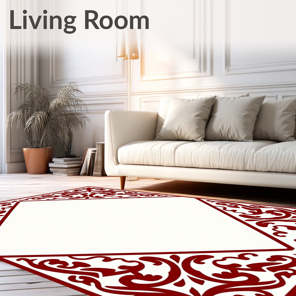 Crimson Filigree Corner Square Rug