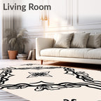 Vintage Black Filigree Floral Medallion Rug