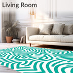 Aqua Modern Wavy Lines Rug