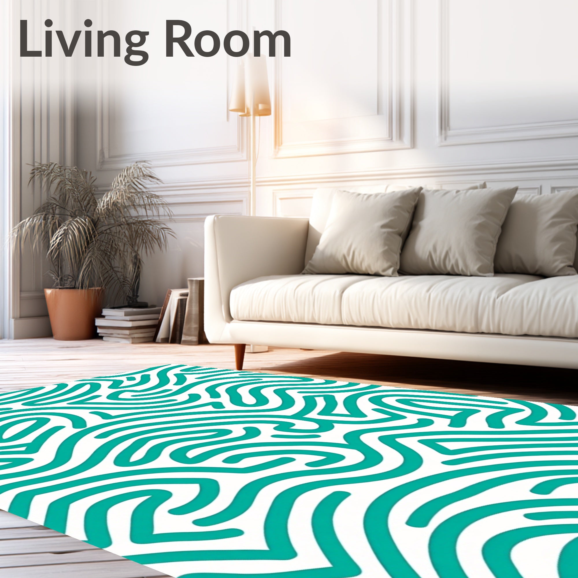 Aqua Modern Wavy Lines Rug