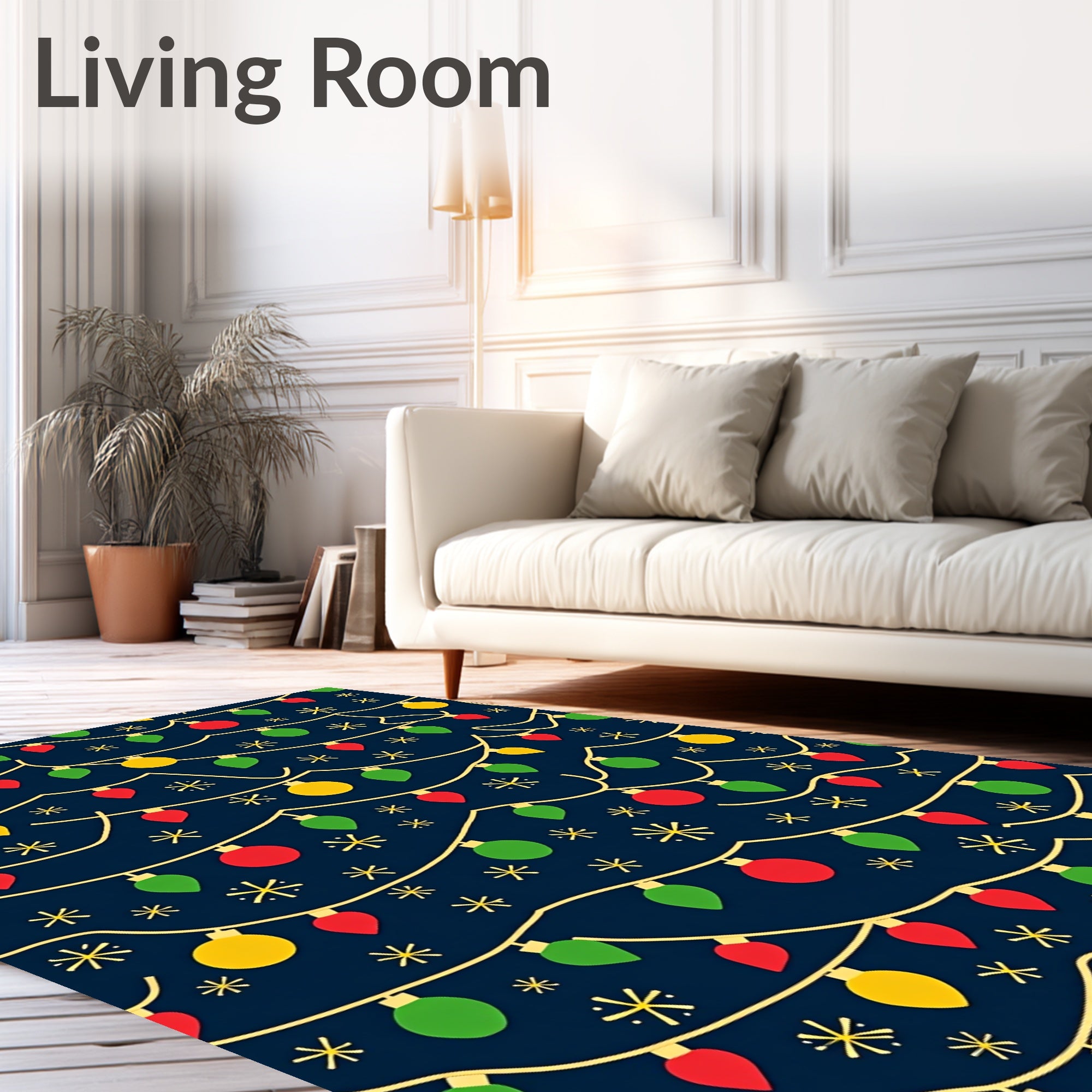 Festive Red Green Yellow Garland Rug