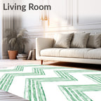 Serene Green Watercolor Chevron Stripes Rug