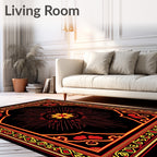 Bold Red Yellow Sunburst Medallion Rug