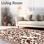 Ornate Crimson Botanical Blossom Rug