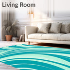 Teal Aqua Swirl Abstract Rug
